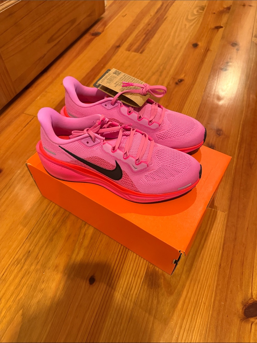 Nike Women’s Pink Running Shoes with Black Swoosh
